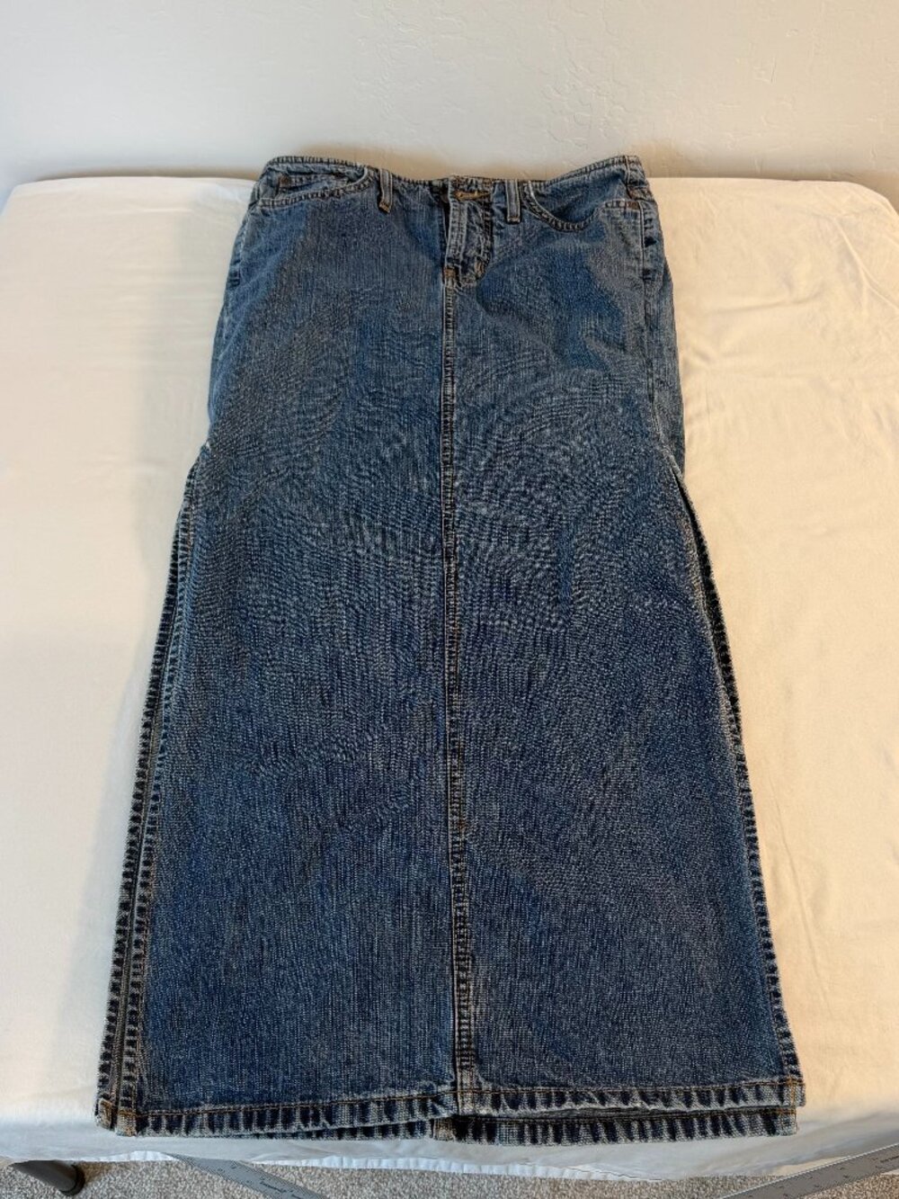 Mossimo Women's Denim Maxi Skirt Size 3 Blue Jean Side Slit Y2K 100% Cotton